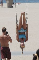 LINDSEY VONN Working Out on the Beach in Santa Monica 07/15/2016