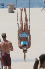 LINDSEY VONN Working Out on the Beach in Santa Monica 07/15/2016