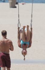 LINDSEY VONN Working Out on the Beach in Santa Monica 07/15/2016