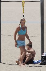 LINDSEY VONN Working Out on the Beach in Santa Monica 07/15/2016