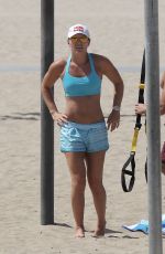 LINDSEY VONN Working Out on the Beach in Santa Monica 07/15/2016