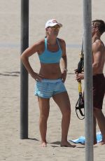 LINDSEY VONN Working Out on the Beach in Santa Monica 07/15/2016