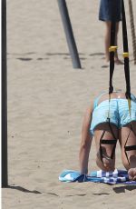 LINDSEY VONN Working Out on the Beach in Santa Monica 07/15/2016