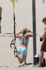 LINDSEY VONN Working Out on the Beach in Santa Monica 07/15/2016