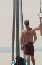 LINDSEY VONN Working Out on the Beach in Santa Monica 07/15/2016
