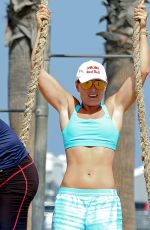 LINDSEY VONN Working Out on the Beach in Santa Monica 07/15/2016