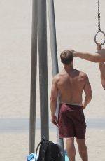 LINDSEY VONN Working Out on the Beach in Santa Monica 07/15/2016