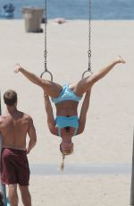 LINDSEY VONN Working Out on the Beach in Santa Monica 07/15/2016