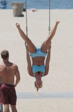 LINDSEY VONN Working Out on the Beach in Santa Monica 07/15/2016