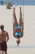 LINDSEY VONN Working Out on the Beach in Santa Monica 07/15/2016