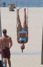 LINDSEY VONN Working Out on the Beach in Santa Monica 07/15/2016