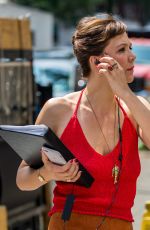 MAGGIE GYLLNHAAL on the Set of The Deuce in New York 07/09/2016