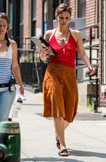 MAGGIE GYLLNHAAL on the Set of The Deuce in New York 07/09/2016
