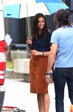 NINA DOBREV on the Set of Flatliners in Toronto 07/09/2016