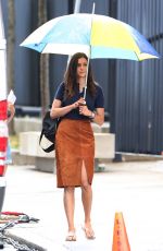 NINA DOBREV on the Set of Flatliners in Toronto 07/09/2016