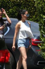 OLIVIA MUNN in Denim Shorts Shopping in Los Angeles 07/16/2016