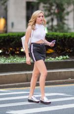 PEYTON LIST in Short Skirt Out in New York 07/07/2016