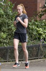 SOPHIE TURNER Out Jogging at a Parki in London 07/05/2016