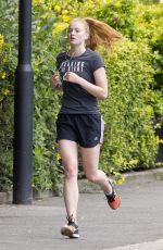 SOPHIE TURNER Out Jogging at a Parki in London 07/05/2016