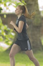 SOPHIE TURNER Out Jogging at a Parki in London 07/05/2016