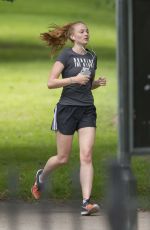 SOPHIE TURNER Out Jogging at a Parki in London 07/05/2016