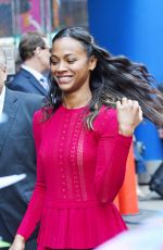 ZOE SALDANA Arrives at Good Morning America in New York 07/18/2016