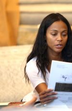 ZOE SALDANA Out for Shopping in Beverly Hills 07/25/2016