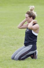CHARLOTTE CROSBY Workout in Hear To Her Home in Newcastle 08/17/2016