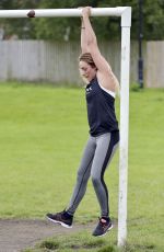 CHARLOTTE CROSBY Workout in Hear To Her Home in Newcastle 08/17/2016