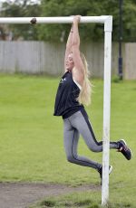 CHARLOTTE CROSBY Workout in Hear To Her Home in Newcastle 08/17/2016