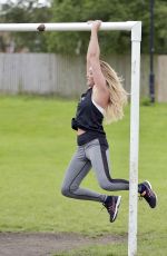 CHARLOTTE CROSBY Workout in Hear To Her Home in Newcastle 08/17/2016