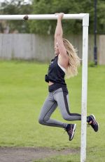 CHARLOTTE CROSBY Workout in Hear To Her Home in Newcastle 08/17/2016