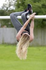 CHARLOTTE CROSBY Workout in Hear To Her Home in Newcastle 08/17/2016