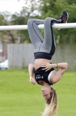 CHARLOTTE CROSBY Workout in Hear To Her Home in Newcastle 08/17/2016