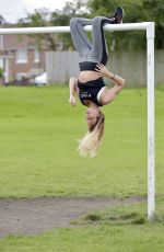 CHARLOTTE CROSBY Workout in Hear To Her Home in Newcastle 08/17/2016