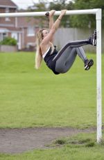 CHARLOTTE CROSBY Workout in Hear To Her Home in Newcastle 08/17/2016