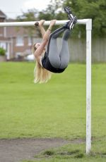 CHARLOTTE CROSBY Workout in Hear To Her Home in Newcastle 08/17/2016