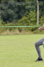 CHARLOTTE CROSBY Workout in Hear To Her Home in Newcastle 08/17/2016
