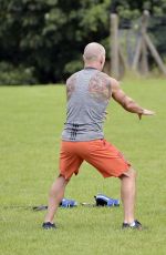 CHARLOTTE CROSBY Workout in Hear To Her Home in Newcastle 08/17/2016