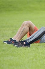 CHARLOTTE CROSBY Workout in Hear To Her Home in Newcastle 08/17/2016
