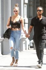 CHRISSY TEIGEN Out and About in New York 08/27/2016