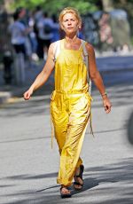 CLAIRE DANES in Yellow Jumpsuit Out in New York 08/17/2016