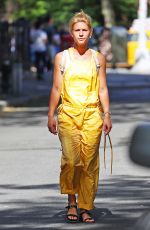 CLAIRE DANES in Yellow Jumpsuit Out in New York 08/17/2016