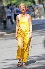 CLAIRE DANES in Yellow Jumpsuit Out in New York 08/17/2016