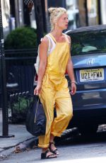 CLAIRE DANES in Yellow Jumpsuit Out in New York 08/17/2016