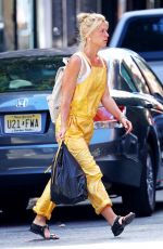 CLAIRE DANES in Yellow Jumpsuit Out in New York 08/17/2016