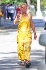 CLAIRE DANES in Yellow Jumpsuit Out in New York 08/17/2016