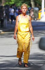 CLAIRE DANES in Yellow Jumpsuit Out in New York 08/17/2016