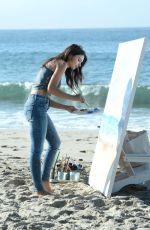 EMILY RATAJKOWSKI on the Set of American Eagle Denim Photoshoot on the Beach in Malibu 08/16/2016