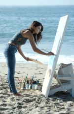 EMILY RATAJKOWSKI on the Set of American Eagle Denim Photoshoot on the Beach in Malibu 08/16/2016